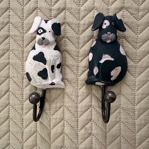 Dog Shaped Wall Hooks - Black and White